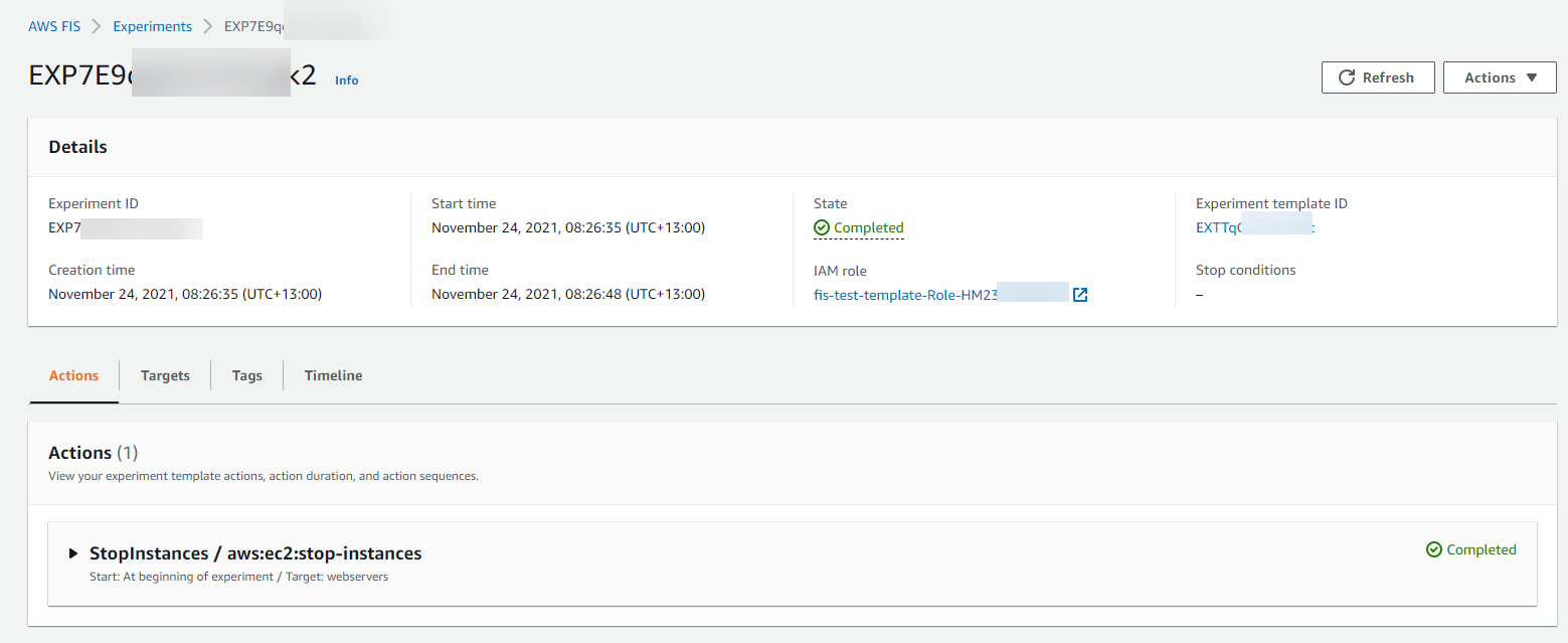 Screen shot of completed experiment.