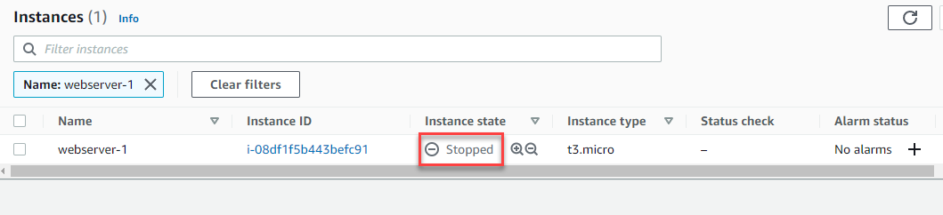 Screen shot of webserver stopped.