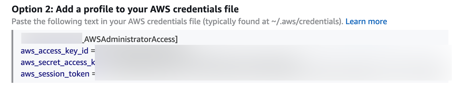 Screen shot of SSO credentials