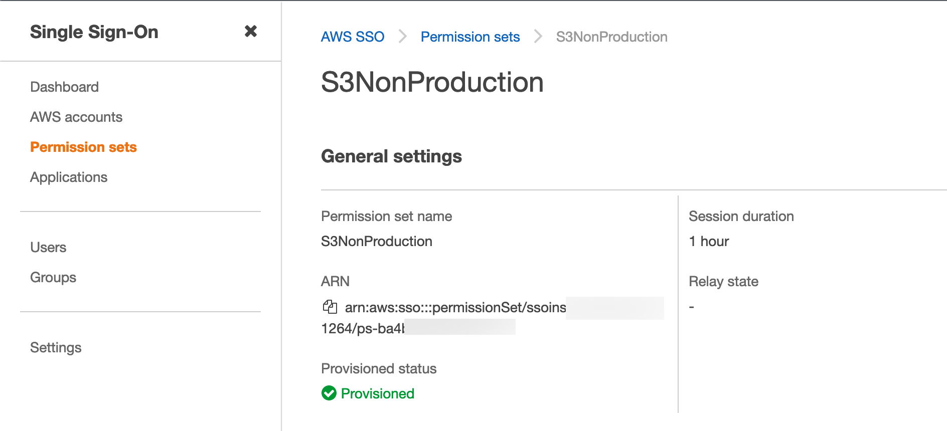 Permission set screen shot.
